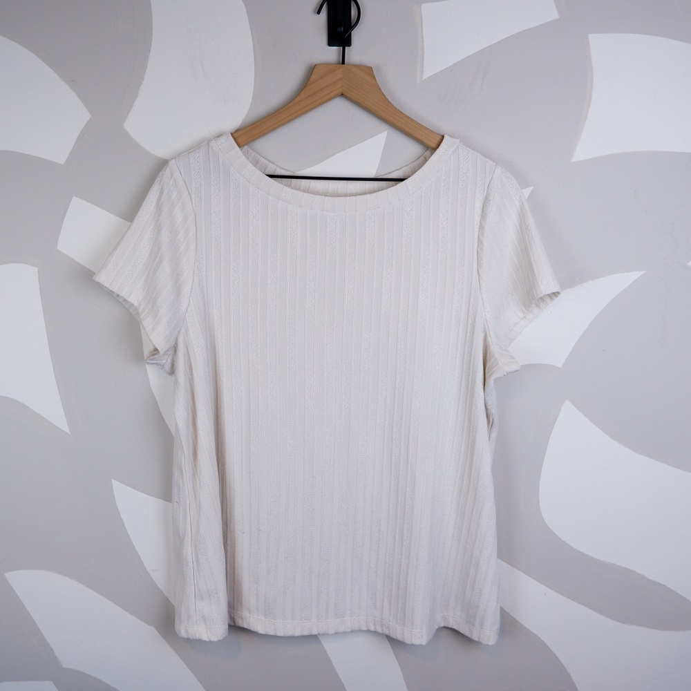 Liverpool Los Angeles Cream Boat Neck Baby Tee | XL